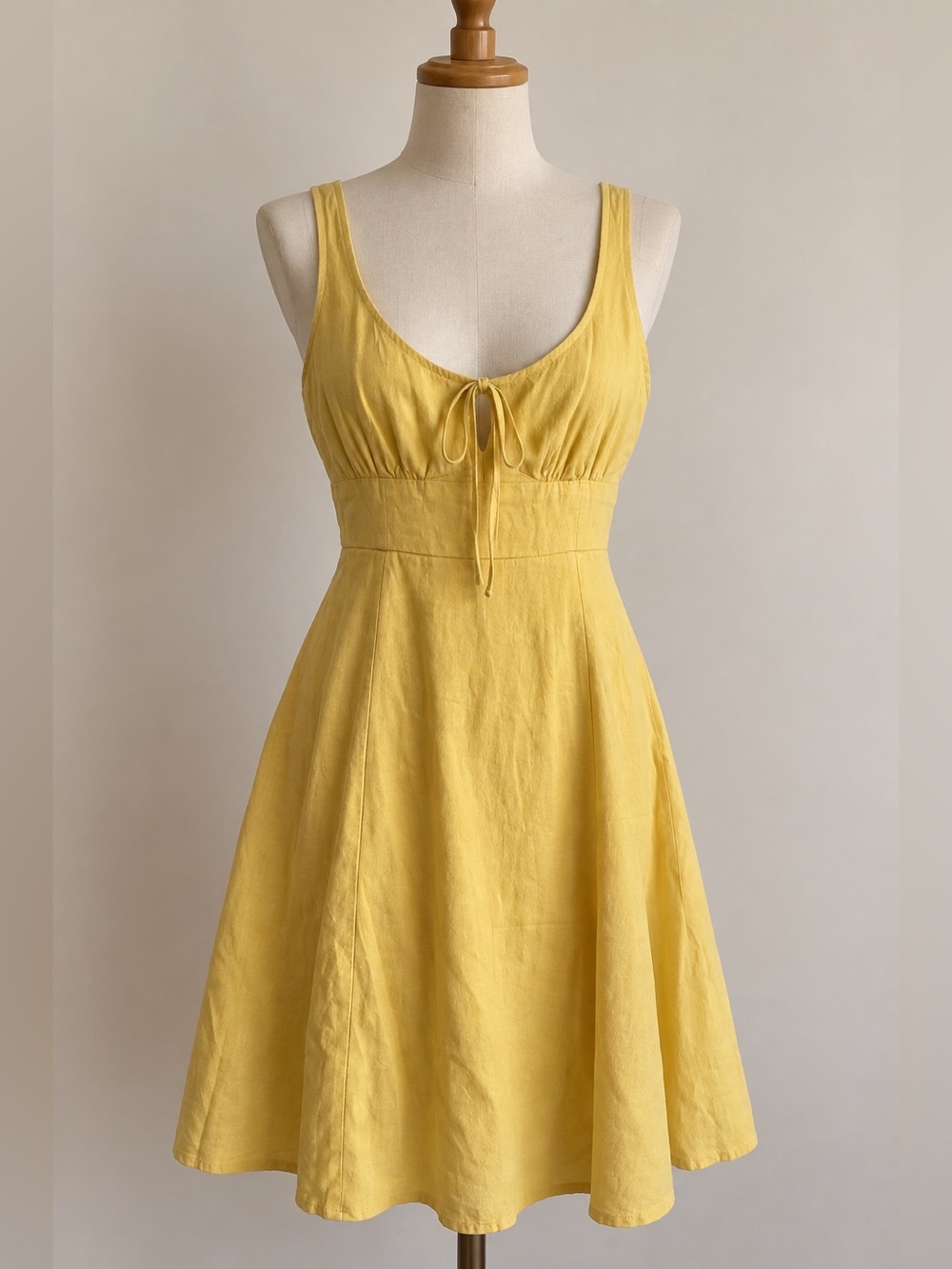 Old Navy sunny yellow linen-blend fit & flare dress